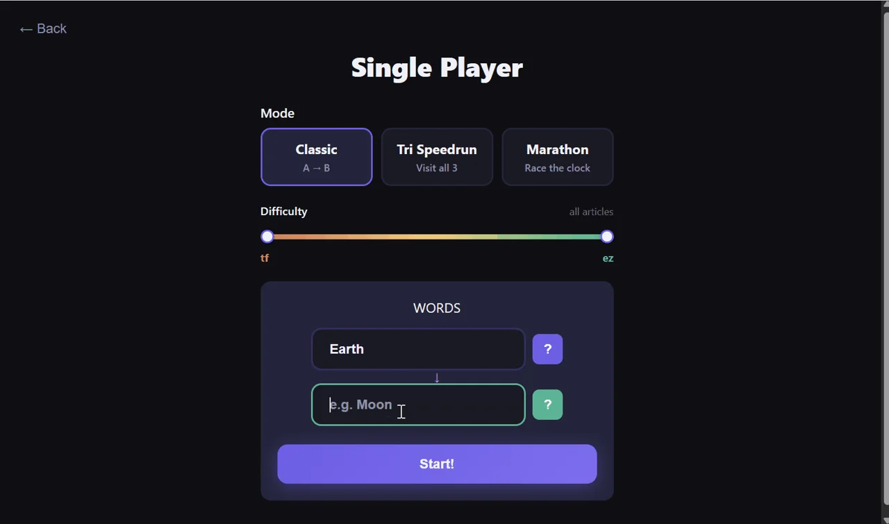 WikiSpeedrun screenshot